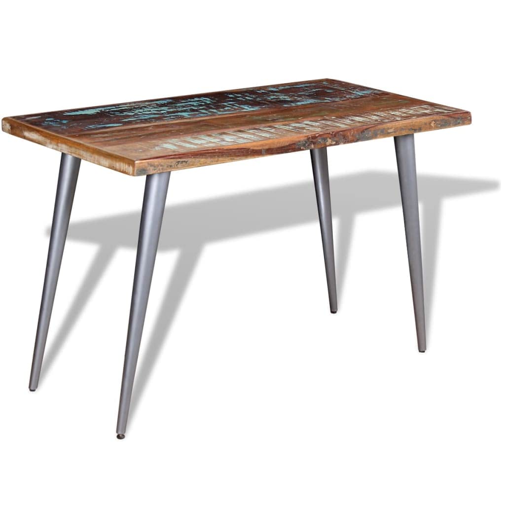 vidaXL Rectangular Dining Table Handmade with Solid Reclaimed Wood and Steel Legs -Vintage Styling and Unique Multicolour Finish – 47.2&quot;x23.6&quot;x30&quot; Dimensions