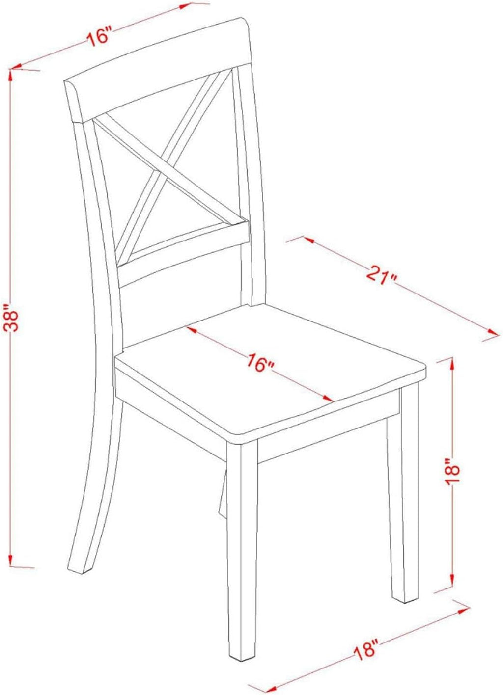 Lynfield  Dining  Chair  with  Faux  Leather  Upholstered  Seat  in  Cappuccino  Finish   Set  of  2-New