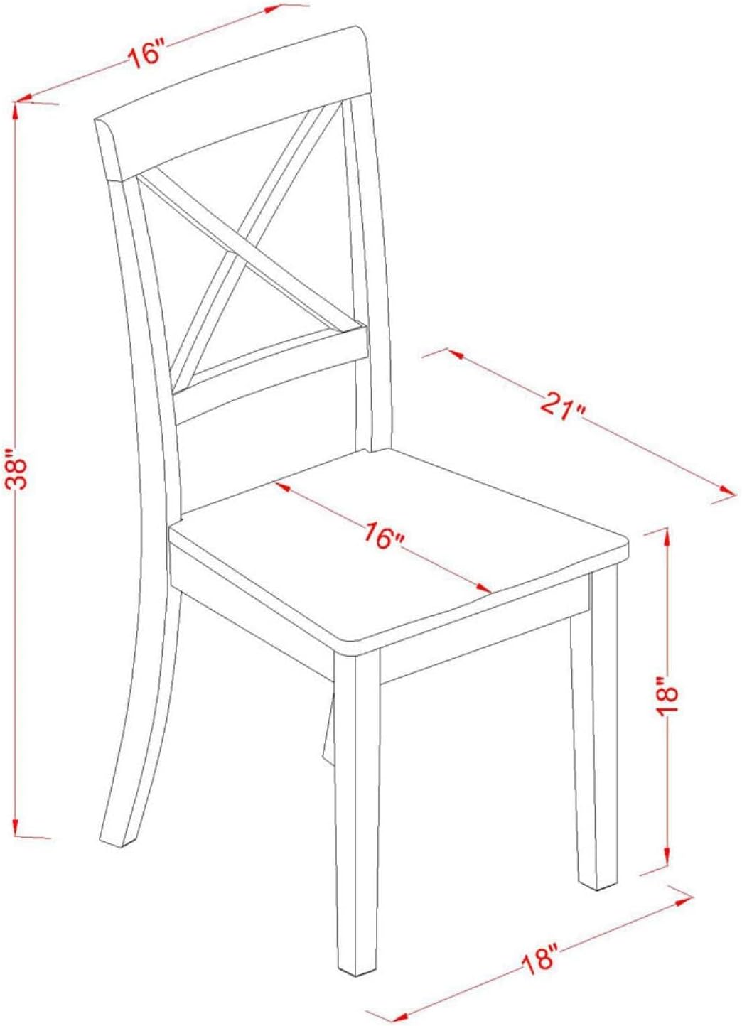 Lynfield  Dining  Chair  with  Faux  Leather  Upholstered  Seat  in  Cappuccino  Finish   Set  of  2-New