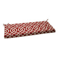 Pillow Perfect Trellis Indoor/Outdoor Sofa Setee Bench Swing Cushion With Ties, Weather, And Fade Resistant, 18' X 45', Red/Iv