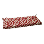 Pillow Perfect Trellis Indoor/Outdoor Sofa Setee Bench Swing Cushion With Ties, Weather, And Fade Resistant, 18' X 45', Red/Iv