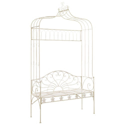 vidaXL Garden Bench 48" Iron Antique White