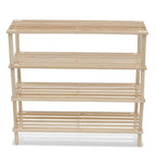 vidaXL 2 x Solid Fir Wood Shoe Rack with 4 Shelves