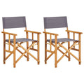 vidaXL Director's Chair 2 Pcs, Foldable Director's Chair with Fabric Seat Cover, Folding Camping Chair for Outdoor Garden Lawn, Solid Wood Acacia