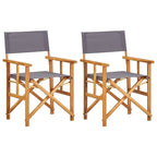 vidaXL Director's Chair 2 Pcs, Foldable Director's Chair with Fabric Seat Cover, Folding Camping Chair for Outdoor Garden Lawn, Solid Wood Acacia