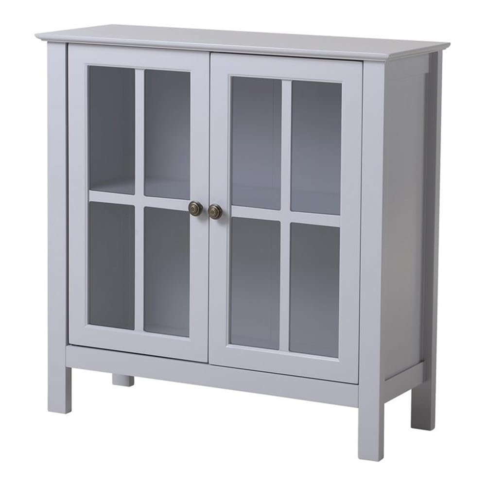 American Furniture Classics Os Home And Office Glass Door Accent And Display Cabinet, Dark Gray Paint