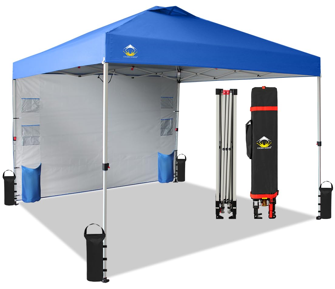 Crown Shades Canopy Tent 10X10 Pop Up Canopy Outdoor Shade With Pockets Sidewall, Easy Up Sun Shelter With One Person Set Up Cen