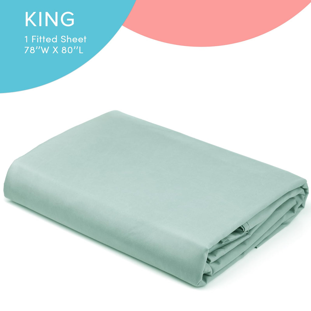 Comfort Spaces Coolmax Moisture Wicking Fitted Sheet Only Super Soft, Fade Resistant, All Elastic Deep Pocket Fits Up To 16' Mattress - Warm Weather Cooling Sheets For Night Sweats, King, Aqua