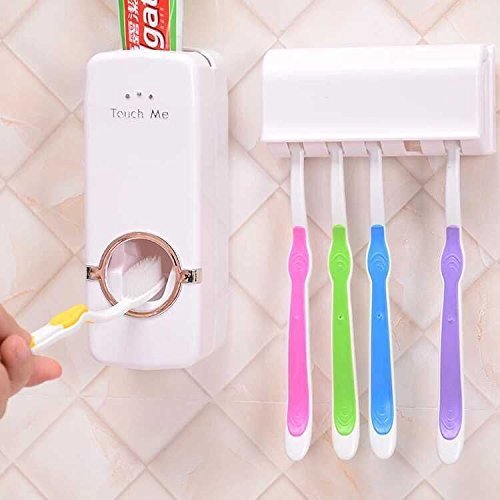 Dhruheer Hands Free Creative Toothpaste Dispenser Automatic Toothpaste Squeezer Dispenser Organizer Stand Storage Holder Rack Ca