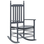 vidaXL Solid Poplar Wood Vintage-Style Rocking Chair - Comfortable Seating with Curved Seat - Gray - Easy Assembly Required