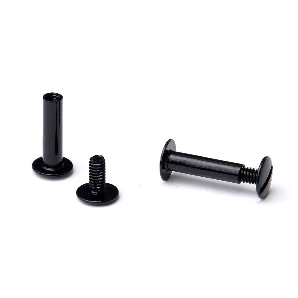 Trubind Aluminum Chicago Screw And Post Sets | 7/8 Inch Post Length | 3/16 Inch Post Diameter | Black | 100 Screws And 100 Posts