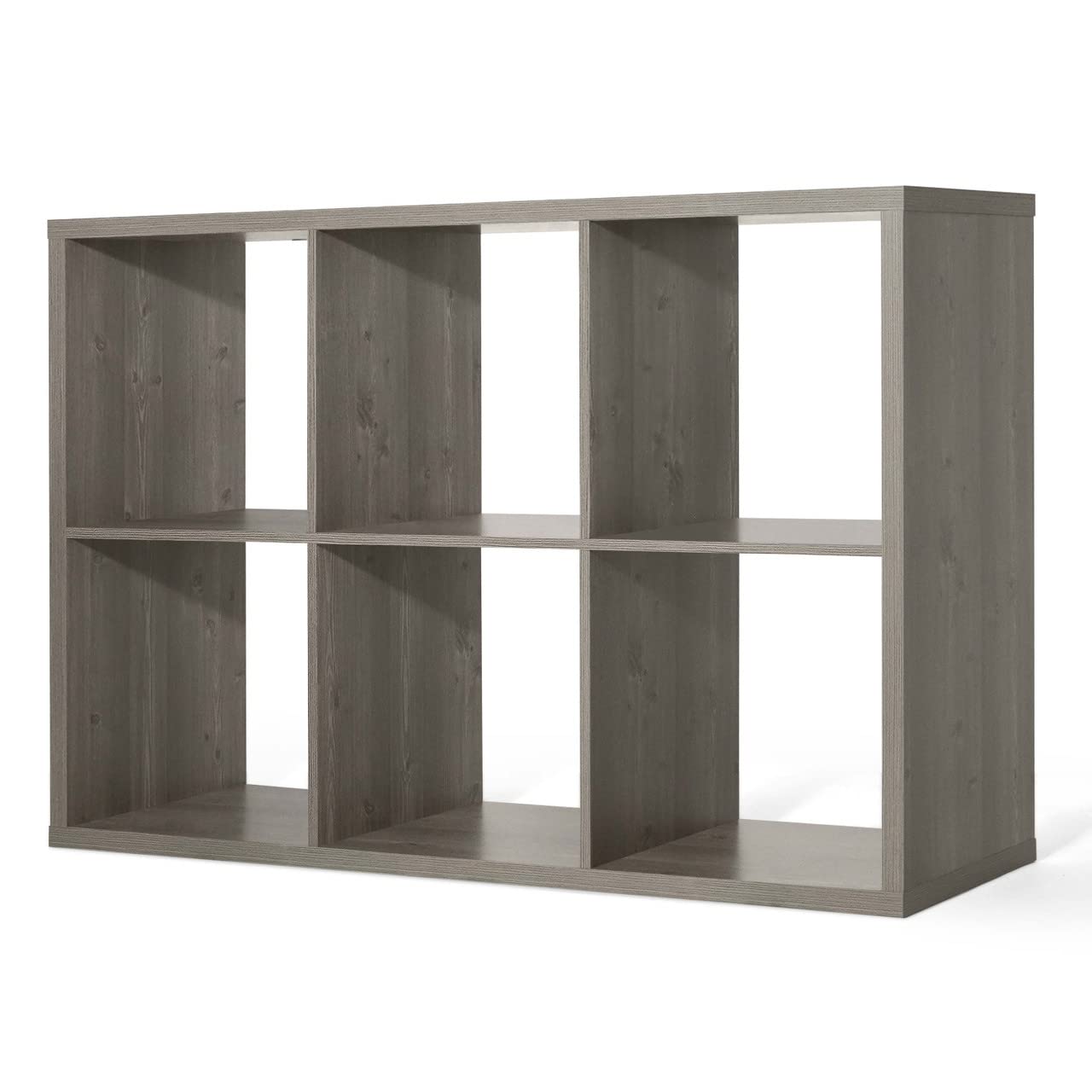Caphaus Sturdy Room 13-Inch Cube Storage Organizer Shelf, With Extra Thick Exterior Edge, Open Storage Shelf Divider, Bookcase, 6-Cube, Rustic Grey Oak