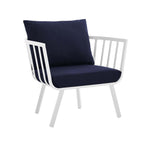 Modway Riverside Modern Fabric Outdoor Armchair In White/Navy (Set Of 2)