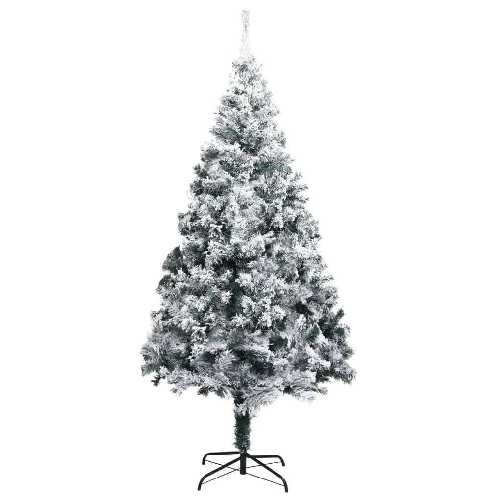 Vidaxl Artificial Christmas Tree With Flocked Snow Home Living Room Office Garden Holiday Ornament Decor Xmas Decoration Green 8 Ft Pvc