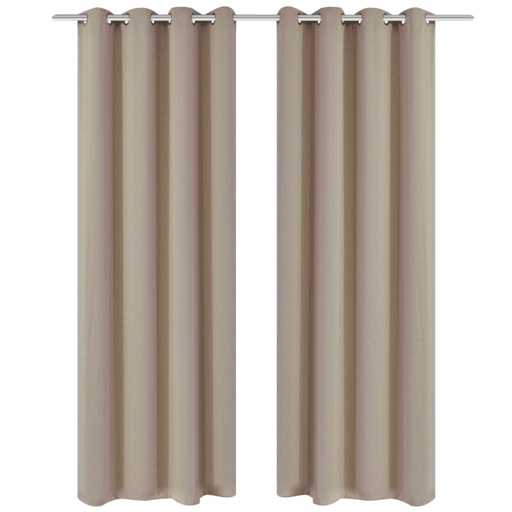 vidaXL 2 Panels Cream Heavy Blackout Grommet Window Curtain Lined Drape Micro Satin