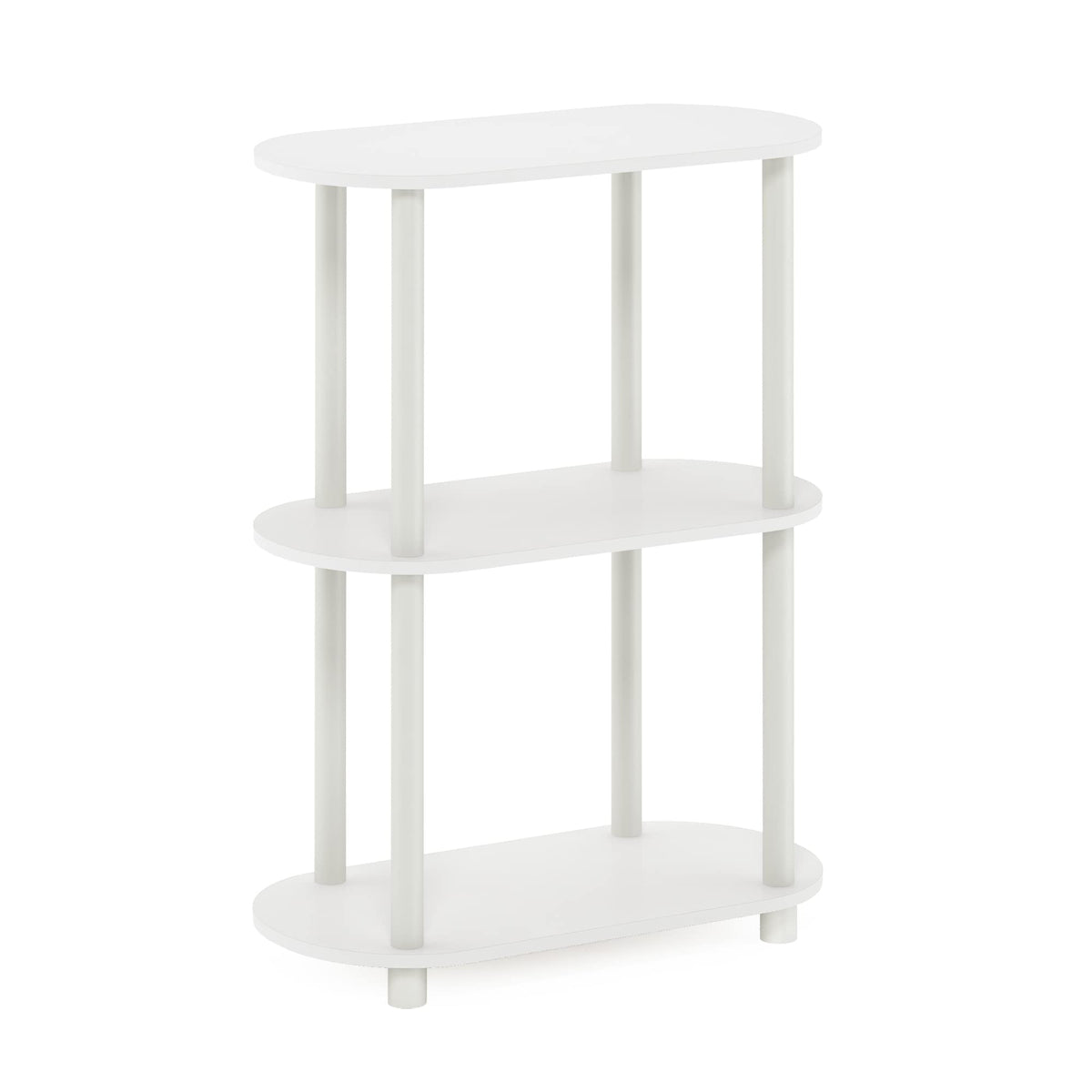 Furinno Turn-N-Tube No Tools 3-Tier Modern Oval Side Display Rack, White/Virgin White