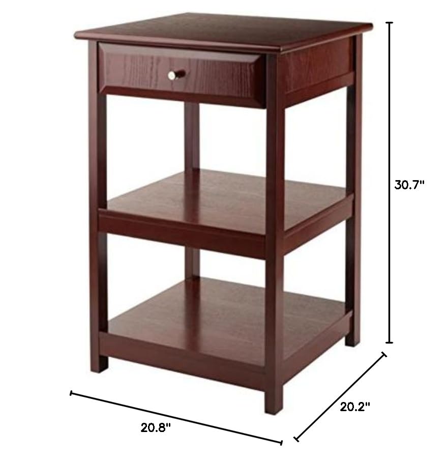 Ergode Wood Burke Home Office Printer Stand | Cottage Style Design | Adjustable Center Shelf | Ample Storage Space | Dark Coffee Finish | 19.84' W x 19.84' D x 31.1' H (94121-VV)