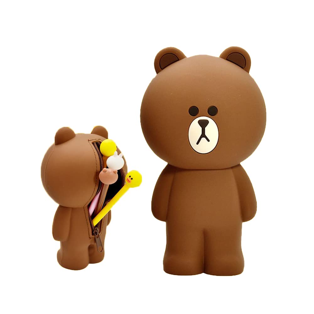 Cute Bear Pencil Case Aesthetic Brown Bear Kawaii Pencil Case Anime Pencil Pouch For Girls Boys Storage Bag Pen Holders School S