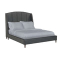 The Urban Port Queen Bed with Fabric Upholstery and Tufted Arched Headboard, Charcoal Gray