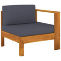 vidaXL Solid Acacia Wood Middle Garden Sofa, Single-Armrest, Dark Gray, Thick Cushions, Easy Assembly, Weather-Resistant, Outdoor Furniture
