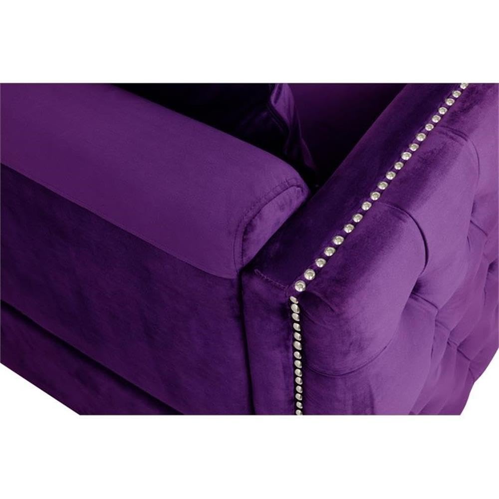 Lilola Home Bayberry Purple Velvet Chair with 1 Pillow