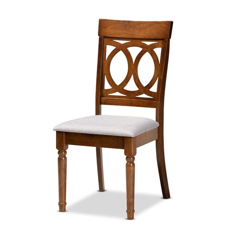 Baxton Studio Jessie Modern and Contemporary Grey Fabric Upholstered and Walnut Brown Finished Wood 7-Piece Dining Set