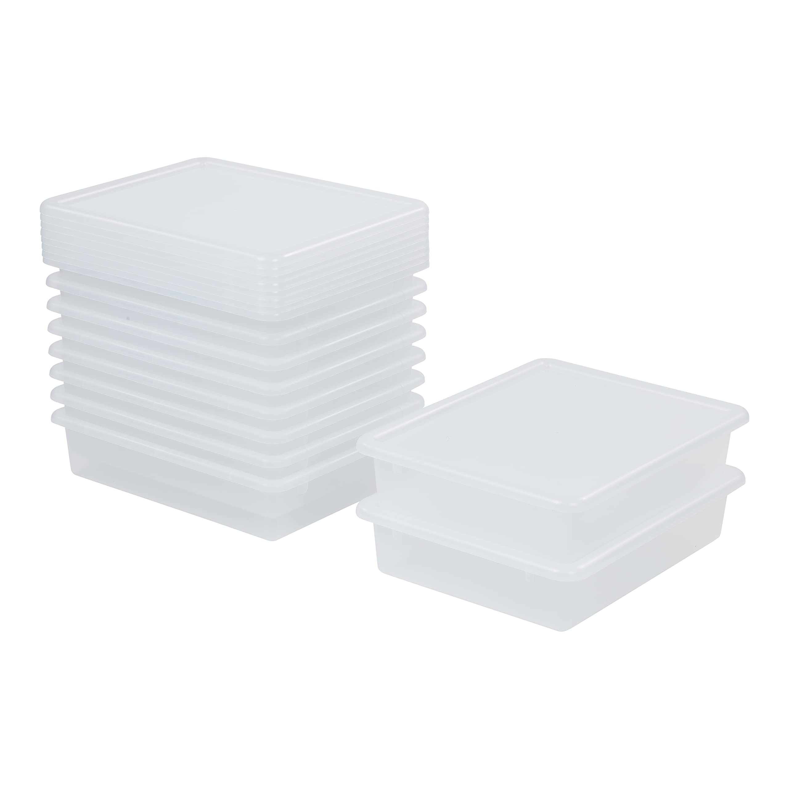 Ecr4Kids Letter Size Tray With Lid, Storage Bin, Clear, 10-Piece