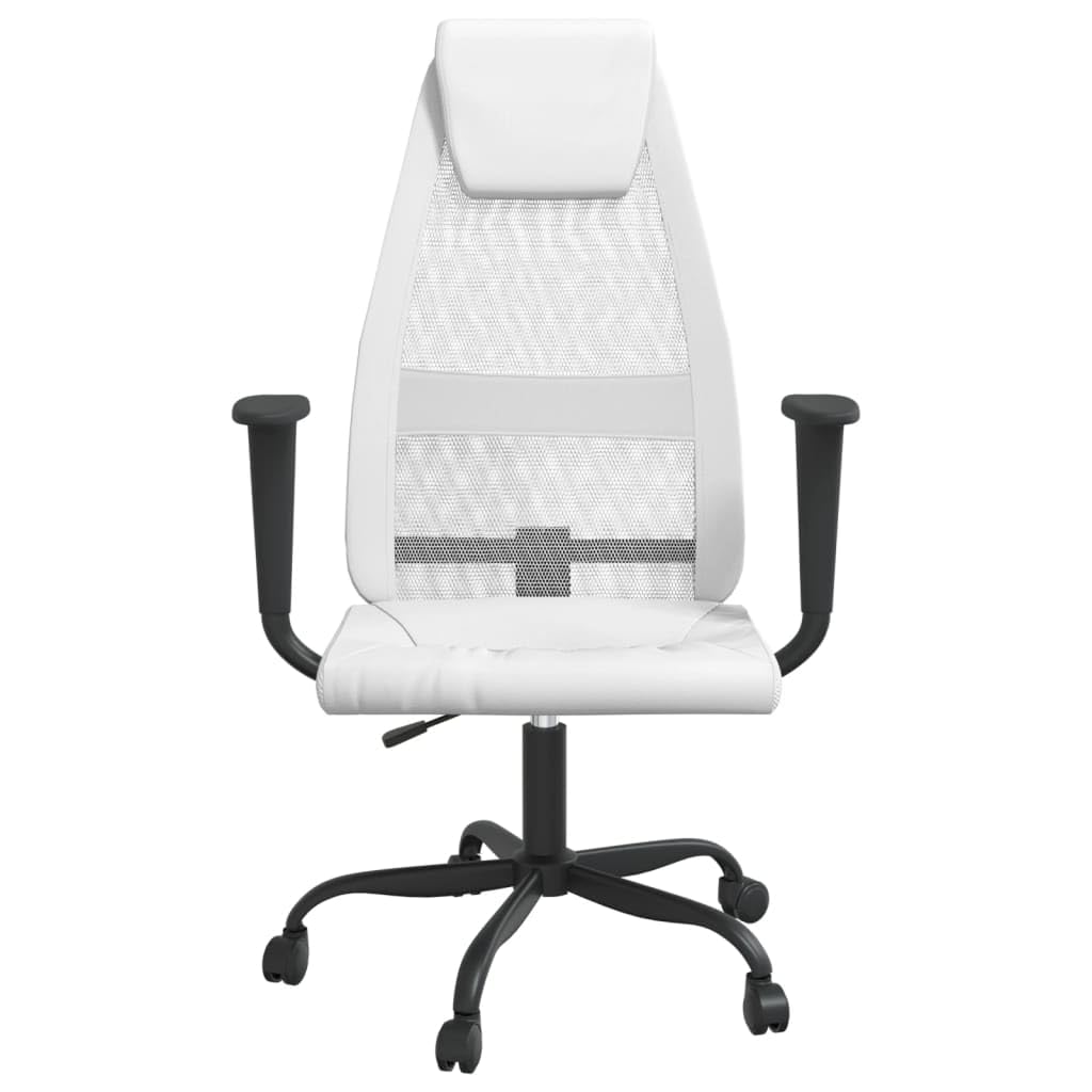 vidaXL Breathable White Mesh Fabric Office Chair with Adjustable Height and 360-degree Swivel Design and Rolling Castors
