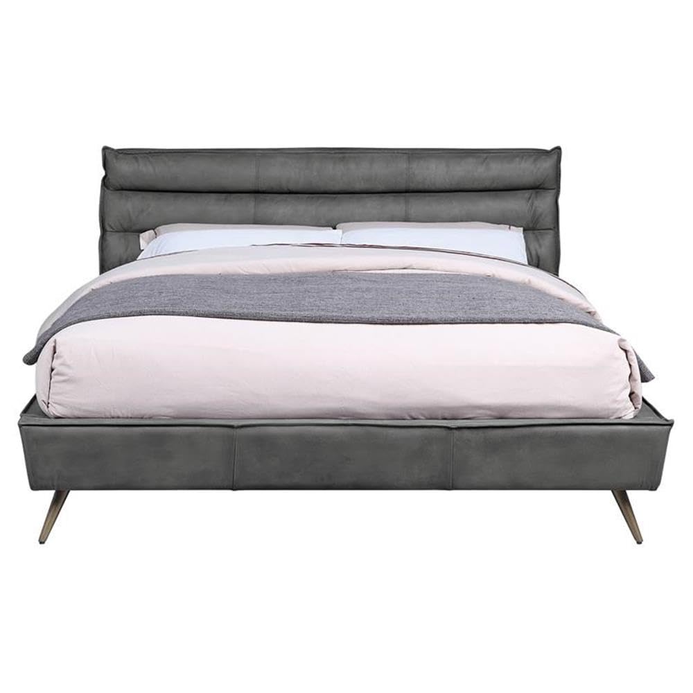 Acme Doris Top Grain Leather Upholstered Eastern King Bed