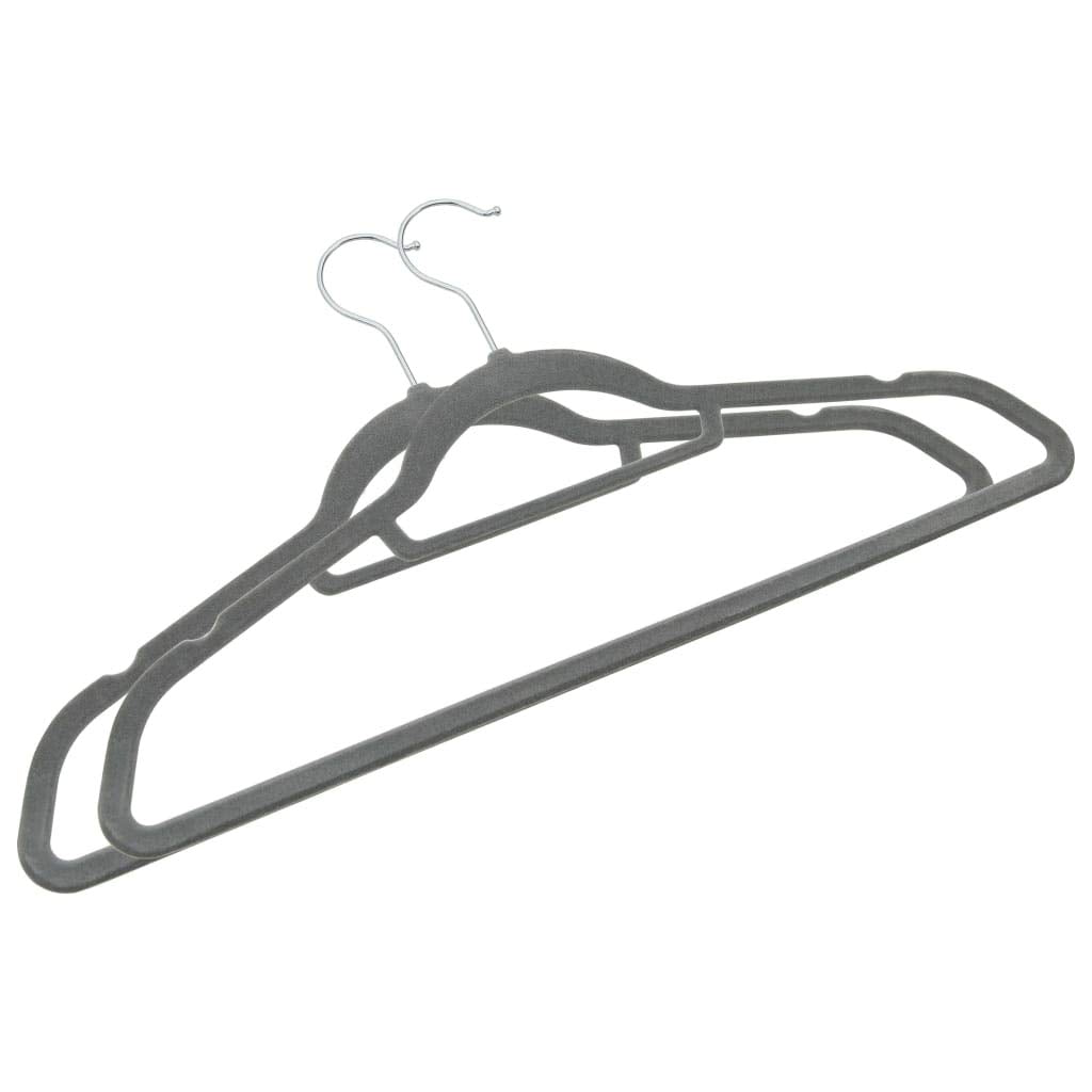 vidaXL Velvet Clothes Hangers Set – Package of 100, Anti-Slip Features, Heavy Duty, 360-Degree Rotatable Hook, Gray