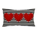 Aacors Valentines Day Pillow Cover 12X20 Inch Striped Red Heart Decorations Farmhouse Cushion Case For Sofa Couch Decor