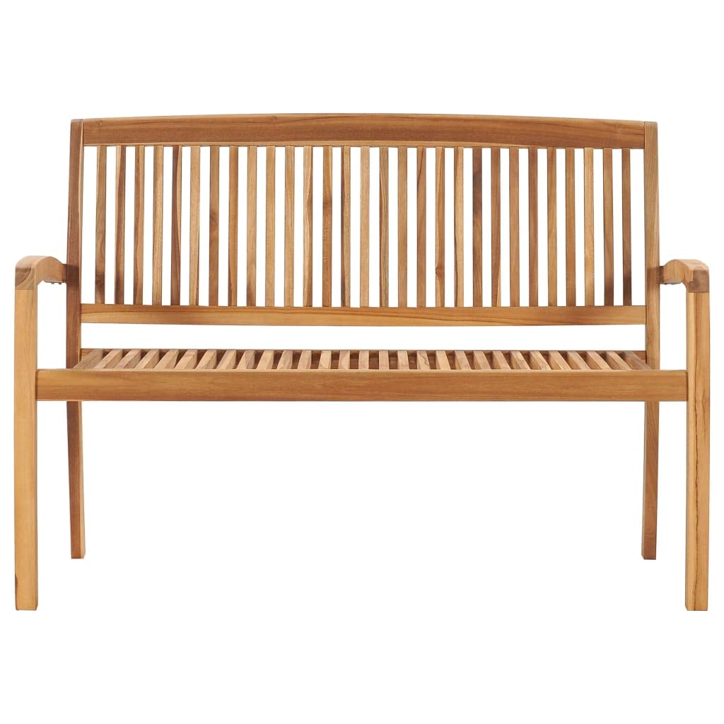 vidaXL 2-Seater Stacking Patio Bench, Weather-Resistant Solid Teak Wood Construction, 50.6" Length with Smooth Appearance, Easy Assembly, Perfect for Outdoor use