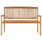 vidaXL 2-Seater Stacking Patio Bench, Weather-Resistant Solid Teak Wood Construction, 50.6" Length with Smooth Appearance, Easy Assembly, Perfect for Outdoor use