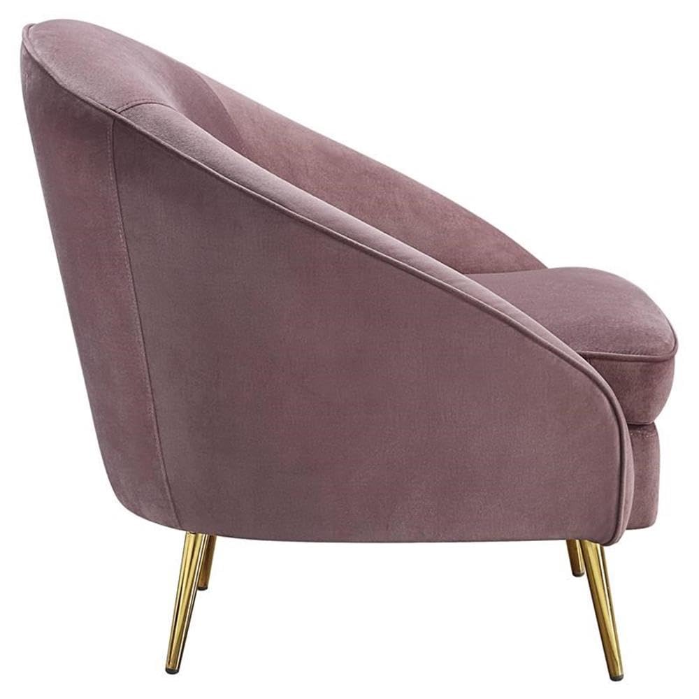 Acme Abey Velvet Upholstery Sofa with Tight Back and Seat Cushion in Pink