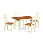 East West Furniture NOKE5-WHI-W 5 Piece Dining Room Furniture Set Includes a Rectangle Wooden Table with Butterfly Leaf and 4 Kitchen Dining Chairs, 32x54 Inch, Buttermilk & Cherry