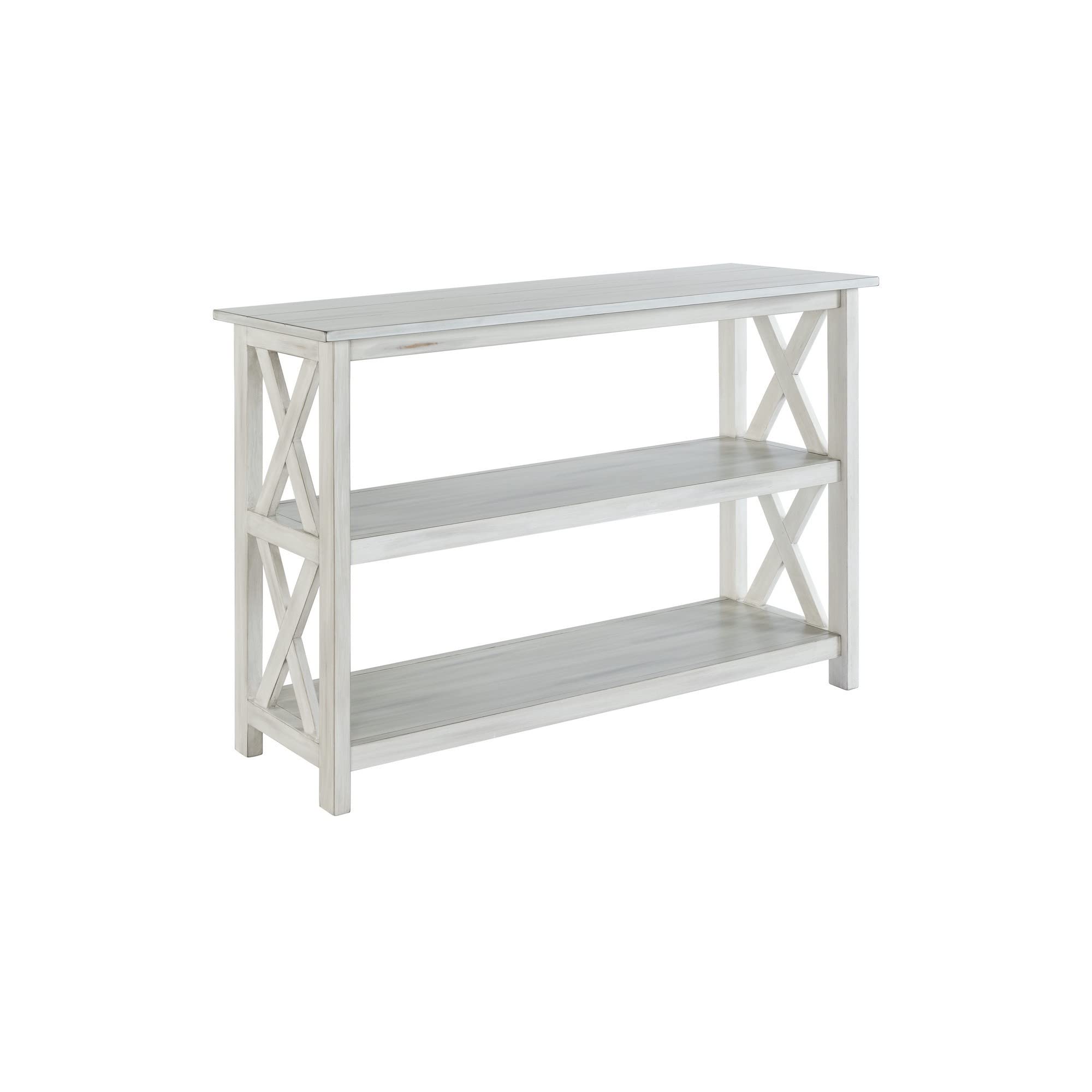 Benjara Bm239763 30.25 X 42 X 16 In. 2 Shelf Wooden Entryway Table With X-Shaped Accent, White