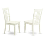 East West Furniture SHLG5-LWH-W 5 Piece Dining Room Table Set Includes a Round Wooden Table with Pedestal and 4 Kitchen Dining Chairs, 42x42 Inch, Linen White