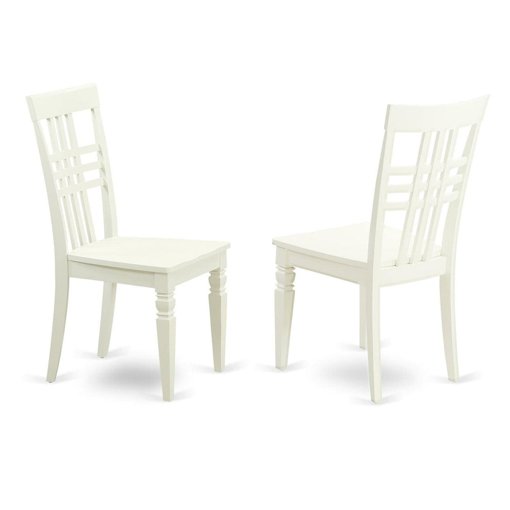East West Furniture ANLG3-LWH-W 3 Piece Dining Table Set for Small Spaces Contains a Round Kitchen Table with Pedestal and 2 Dining Chairs, 36x36 Inch, Linen White