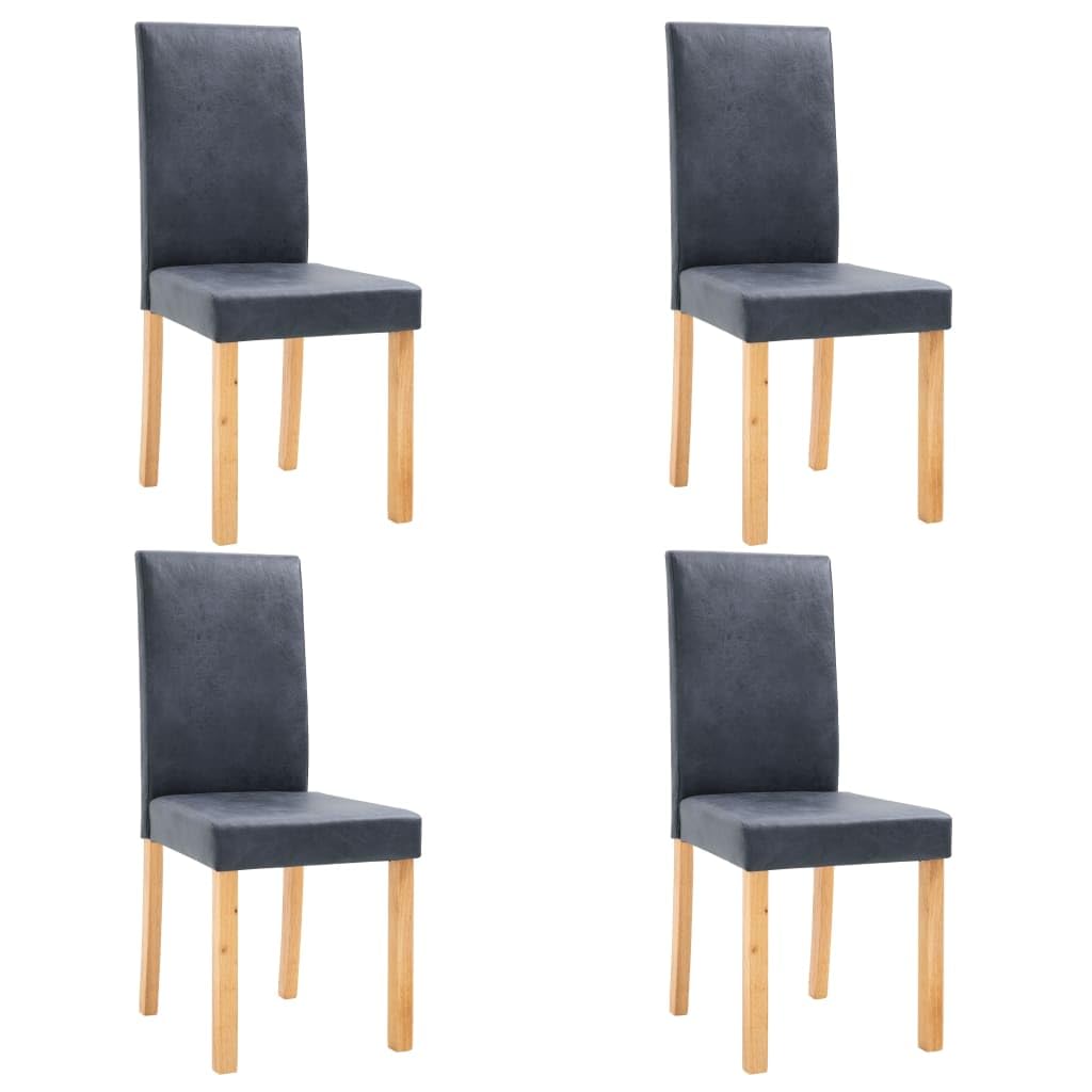 vidaXL Set of 4 Dining Chairs in Chic Gray Faux Suede Leather - Trendy and Comfortable with Strong Wooden Frame, Perfect for Modern Kitchen or Dining Room Decor