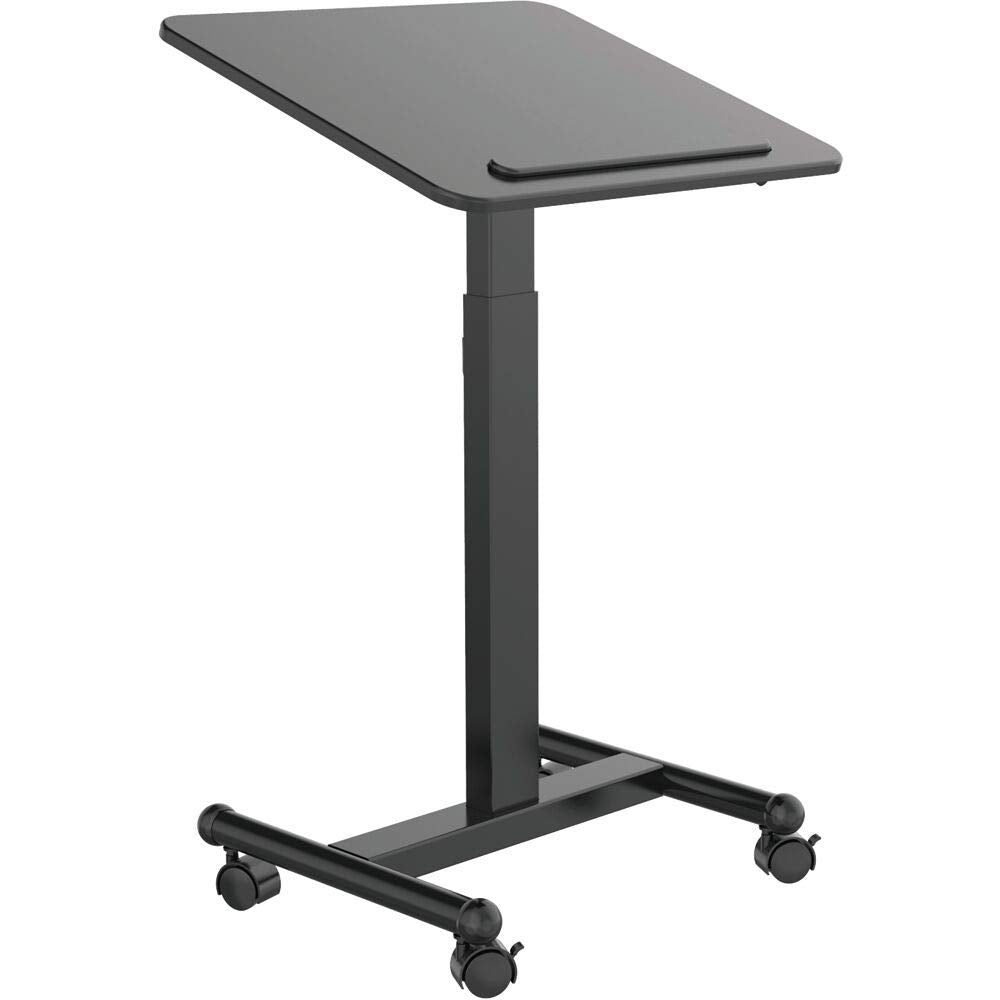 Hanover Black 21-in. Wide Desk with Adjustable Height and Bag Hook, 23&quot; Rolling Desktop