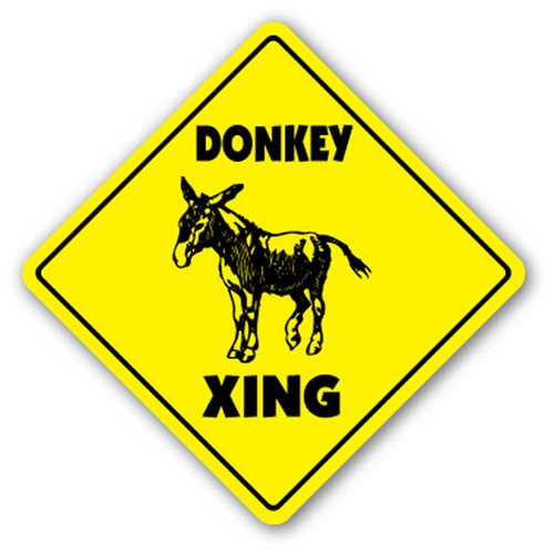 SignJoker] Donkey Crossing Sign Novelty Gift Animals Farm Wall Plaque Decoration