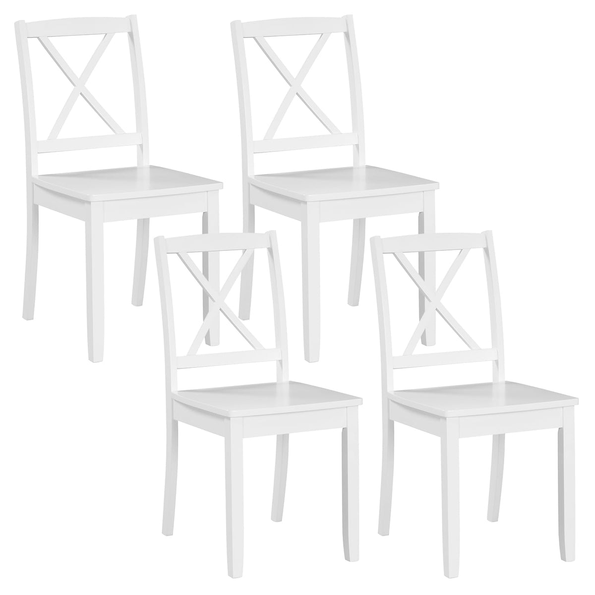 Giantex Wood Dining Chairs Set Of 4 White, Armless Kitchen Chair W/Rubber Wood Legs & Curved Backrest, Farmhouse Cross Back Dine