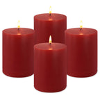 3x4 Inch Red Pillar Candles 45 Hours Unscented Dripless Fat Candles for Christmas Weddings Home Holidays Relaxation Spa Church, 