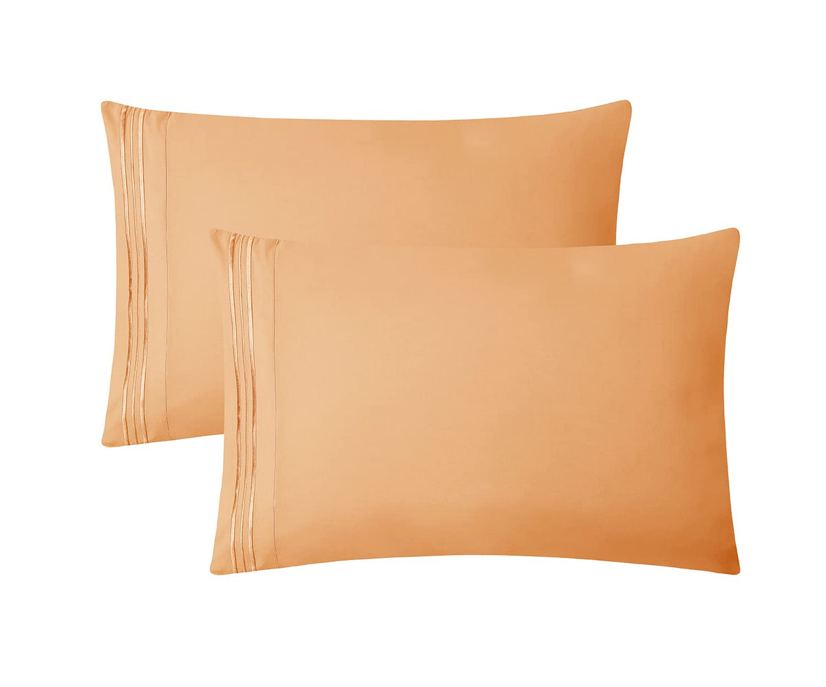 Clara Clark Pillow Cases Standard Size - Ultra Soft Pillow Cover, Lightweight Microfiber Pillow Cases Queen Size Set Of 2 - Enve