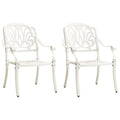 vidaXL Set of 2 Cast Aluminum White Patio Chairs - Weather Resistant, Durable & Elegant Outdoor Dining Seating Furniture-Like New Condition