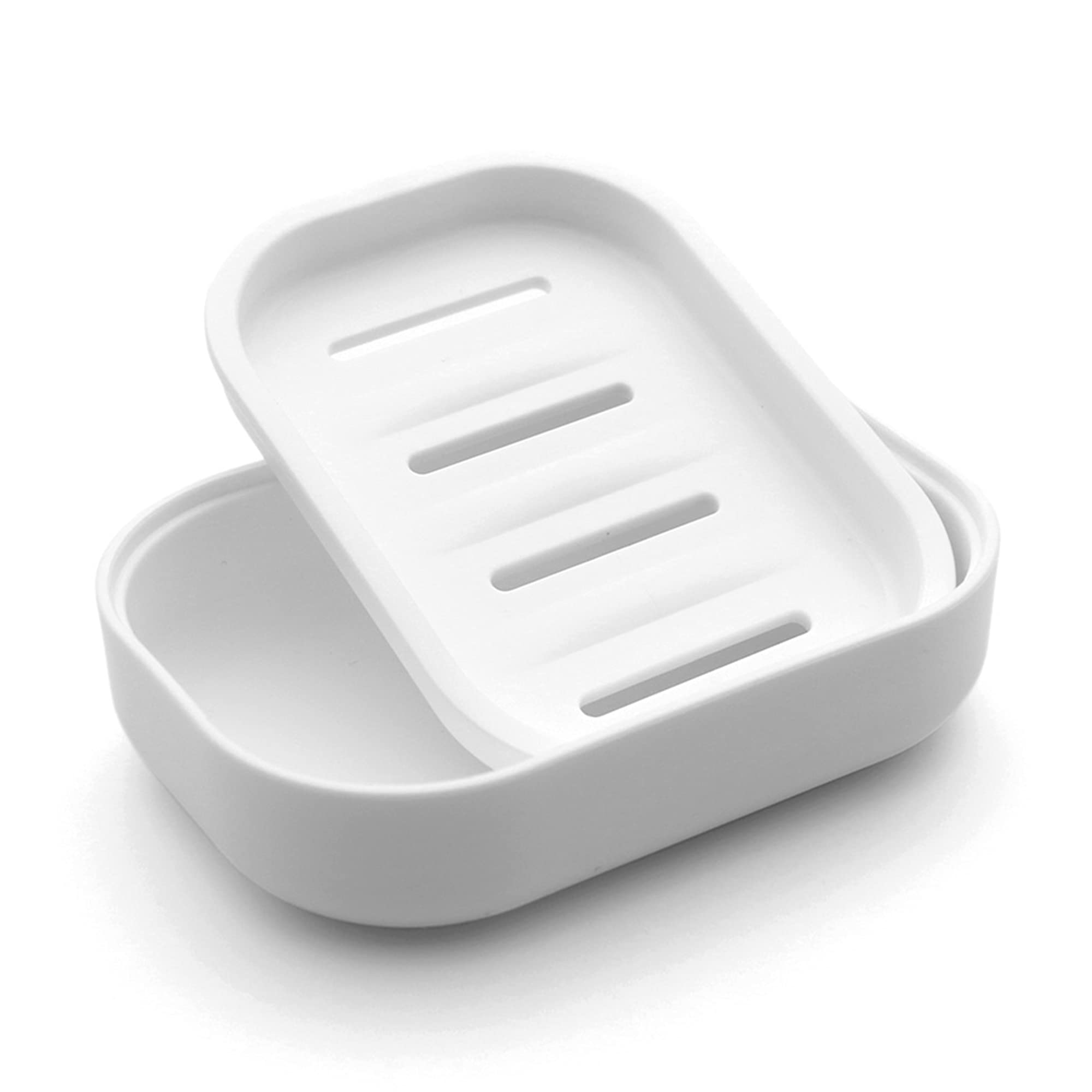 UVIVIU Plastic Soap Dish, Container, Keeps Soap Dry,Easy Cleaning,Drain,White