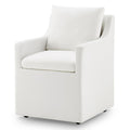 Kislot Upholstered Dining Chair With Casters Washable Cover Side Deskchair With Rollers For Diningroom Living Room,Cream,1 Box