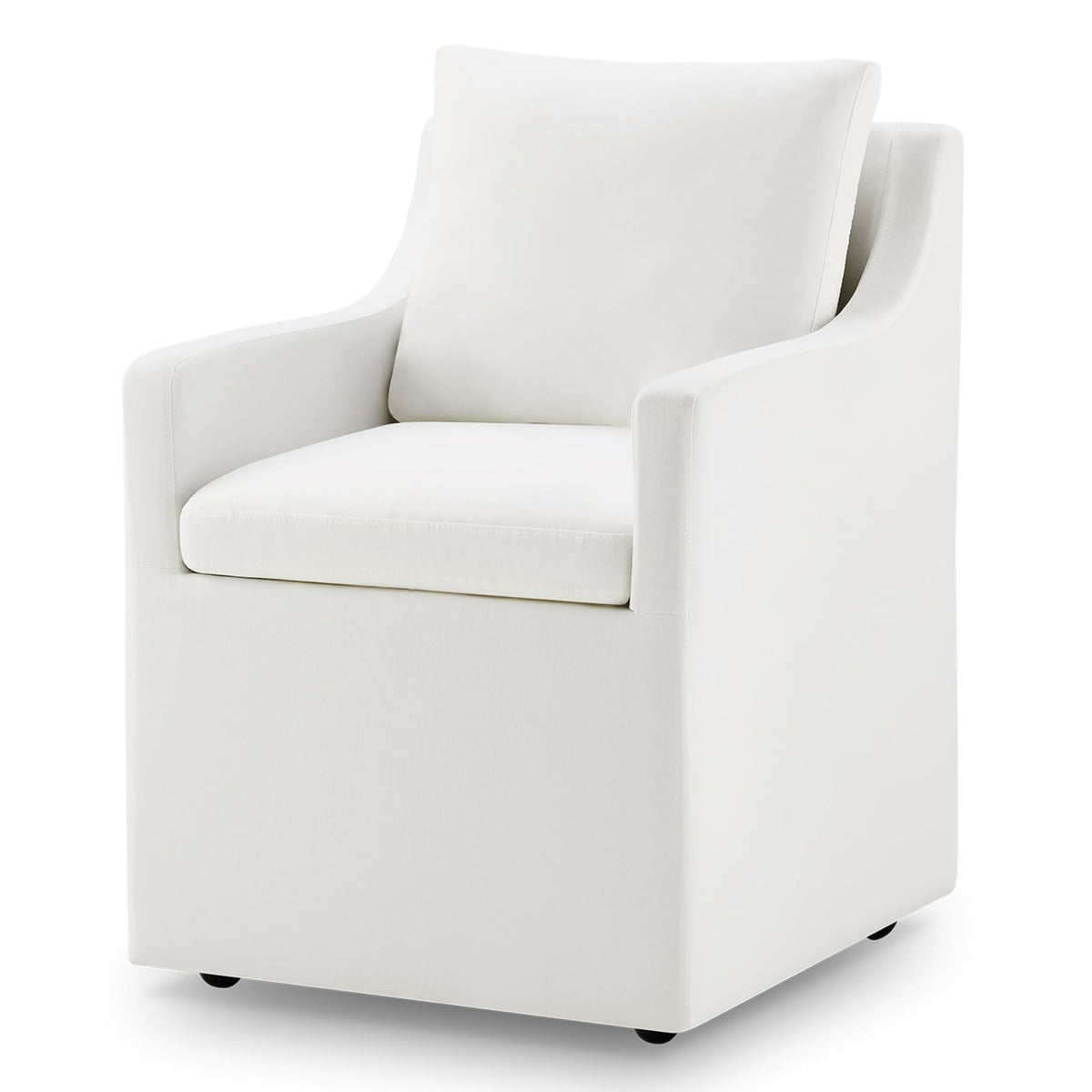 Kislot Upholstered Dining Chair With Casters Washable Cover Side Deskchair With Rollers For Diningroom Living Room,Cream,1 Box