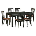 East West Furniture DUAN7-BLK-LC 7 Piece Dining Room Table Set Consist of a Rectangle Kitchen Table and 6 Faux Leather Upholstered Dining Chairs, 36x60 Inch, Black