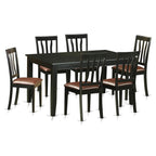 East West Furniture DUAN7-BLK-LC 7 Piece Dining Room Table Set Consist of a Rectangle Kitchen Table and 6 Faux Leather Upholstered Dining Chairs, 36x60 Inch, Black